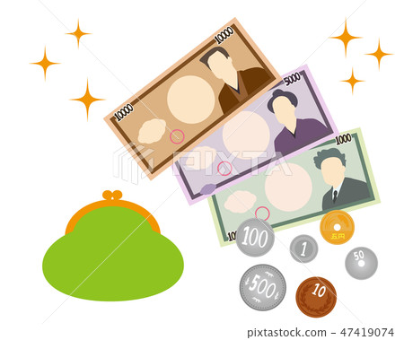 1000日元5000日元10000日元紙幣10日元5日元50日元100日元500日元硬幣 1000日元5000日元10000日元紙幣10日元5日元50日元100日元500日元硬幣 47419074