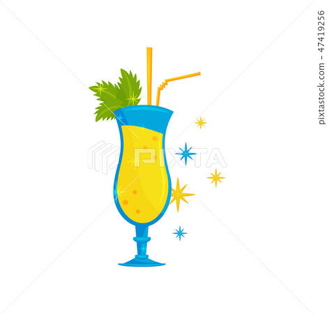 Glass of traditional Brazilian cocktail with green mint leaves and drinking straws. Tasty drink Glass of traditional Brazilian cocktail with green mint leaves and drinking straws. Tasty drink 47419256