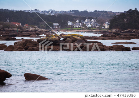 typical Brittany coast in the north of France typical Brittany coast in the north of France 47419386