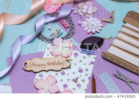 scrapbook - process of creating a postcard 47419565