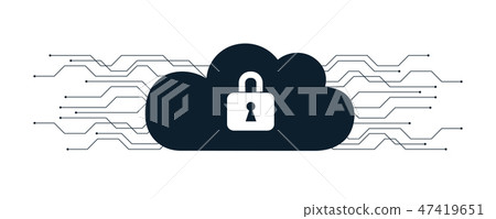 secure digital space in a blue cloud with lock isolated on white secure digital space in a blue cloud with lock isolated on white 47419651