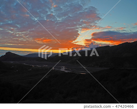 red sunset godaland thorsmork  iceland  47420466