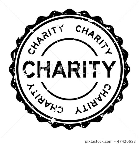 Grunge black charity  word round rubber seal stamp 47420658