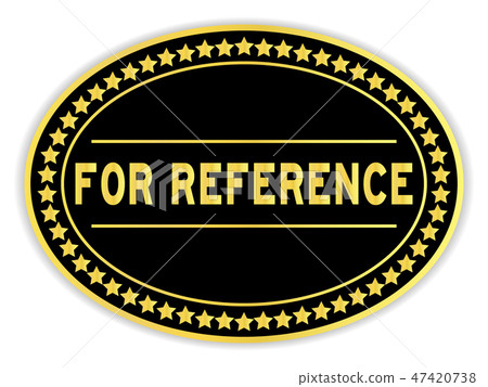 Black and gold oval sticker in word for reference 47420738