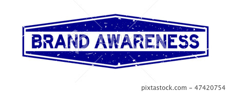 Grunge blue brand awareness word rubber stamp 47420754