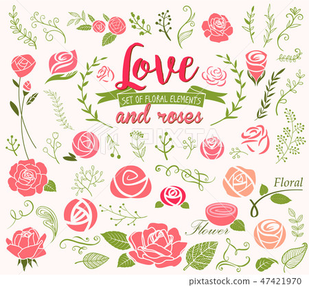 Love and Roses design elements 47421970