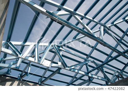 Structure of steel roof frame for building. Structure of steel roof frame for building. 47422082