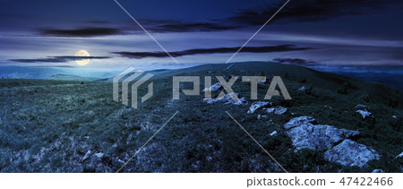 panorama of carpathian alpine meadows at night 47422466