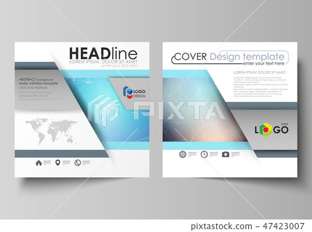 The minimalistic vector illustration of editable layout of two square format covers design templates 47423007