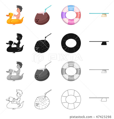 Vector illustration of pool and swimming sign. Collection of pool and activity stock symbol for web. Vector illustration of pool and swimming sign. Collection of pool and activity stock symbol for web. 47423298