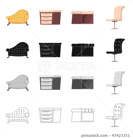 Isolated object of furniture and apartment logo. Set of furniture and home vector icon for stock. Isolated object of furniture and apartment logo. Set of furniture and home vector icon for stock. 47423351