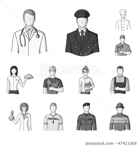 People of different professions monochrome icons in set collection for design. Worker and specialist 47423368