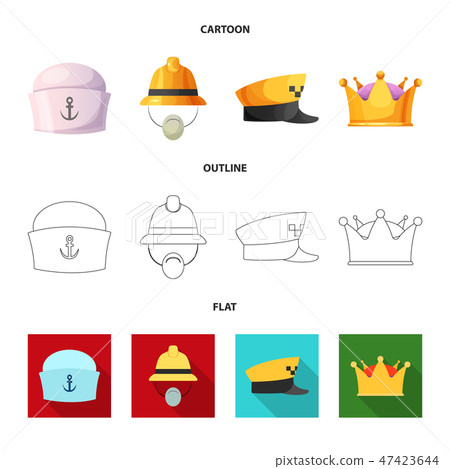 Vector design of headwear and cap logo. Set of headwear and accessory vector icon for stock. 47423644