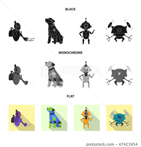 Isolated object of robot and factory sign. Set of robot and space stock vector illustration. 47423954