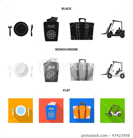Vector design of airport and airplane sign. Set of airport and plane stock symbol for web. 47423956