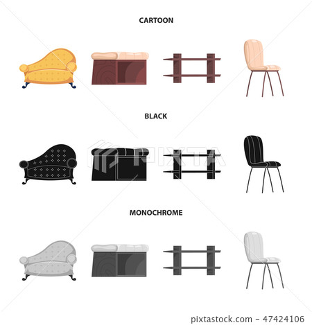 Vector design of furniture and apartment icon. Set of furniture and home stock symbol for web. 47424106