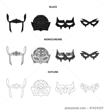 Vector design of hero and mask symbol. Collection of hero and superhero vector icon for stock. 47424107