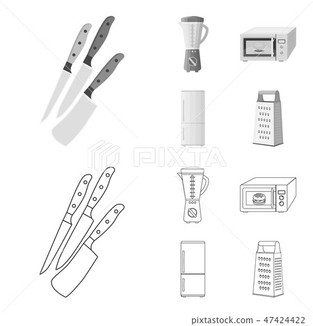 Kitchen equipment outline,monochrome icons in set collection for design. Kitchen and accessories Kitchen equipment outline,monochrome icons in set collection for design. Kitchen and accessories 47424422