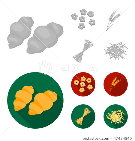 Different types of pasta. Types of pasta set collection icons in monochrome,flat style vector symbol Different types of pasta. Types of pasta set collection icons in monochrome,flat style vector symbol 47424840