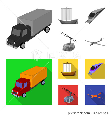 The truck, the boat, the subway, the funicular modes of transport. Transport set collection icons in The truck, the boat, the subway, the funicular modes of transport. Transport set collection icons in 47424841
