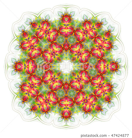 green red geometric ornament tiles isolated  47424877