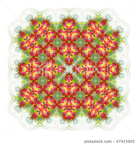 green red geometric ornament tiles isolated  47425005