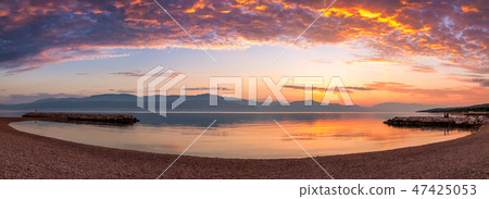 Panorama view on landscape at sunrise. Panorama view on landscape at sunrise. 47425053