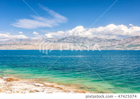 The view at the sea and mountain coast of Croatia. The view at the sea and mountain coast of Croatia. 47425074