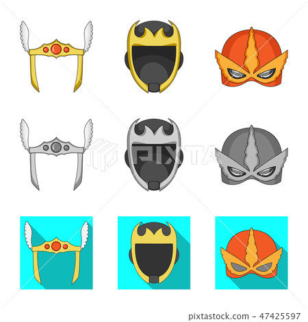 Isolated object of hero and mask sign. Collection of hero and superhero vector icon for stock. Isolated object of hero and mask sign. Collection of hero and superhero vector icon for stock. 47425597