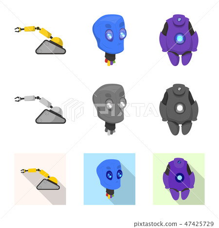 Vector illustration of robot and factory logo. Collection of robot and space stock vector Vector illustration of robot and factory logo. Collection of robot and space stock vector 47425729