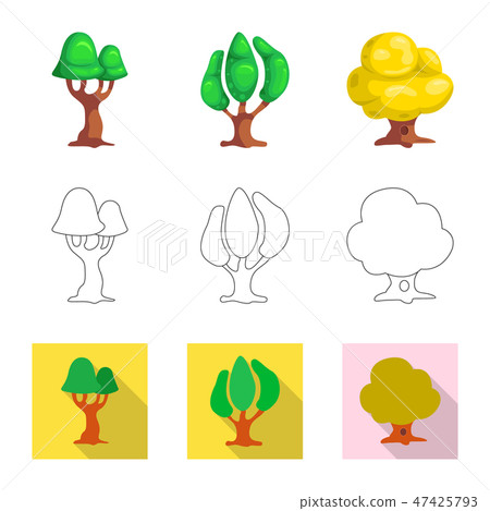 Vector illustration of tree and nature icon. Set of tree and crown vector icon for stock. Vector illustration of tree and nature icon. Set of tree and crown vector icon for stock. 47425793
