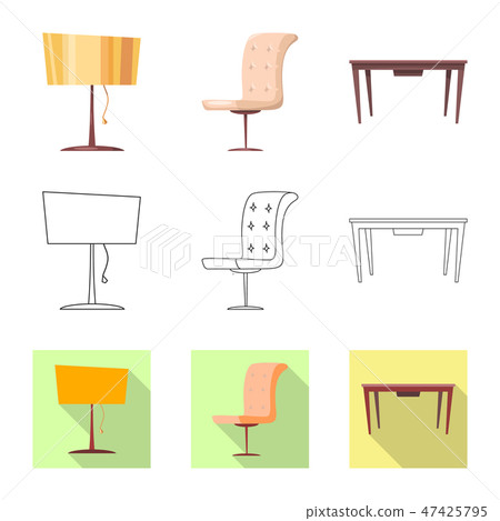 Vector illustration of furniture and apartment sign. Set of furniture and home stock symbol for web. Vector illustration of furniture and apartment sign. Set of furniture and home stock symbol for web. 47425795