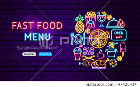 Fast Food Menu Neon Banner Design Fast Food Menu Neon Banner Design 47426434