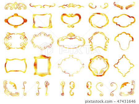 Retro Frame 1 watercolor gold Retro Frame 1 watercolor gold 47431646