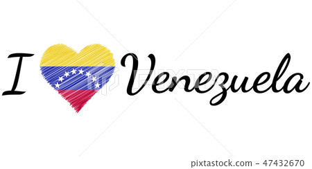 I love country Venezuela, text heart Doodle, vector calligraphic text, I love Venezuela flag heart 47432670