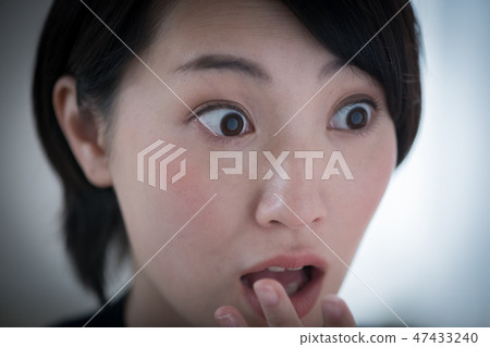 A young Japanese lady with a surprised expression 47433240