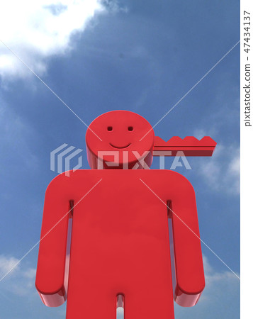 CG 3D illustration Stereoscopic design icon mark People Key man important key person smile news 47434137