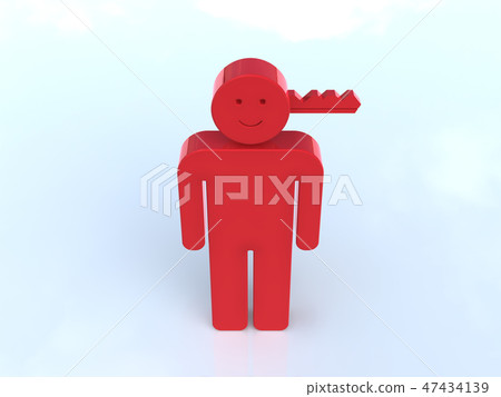 CG 3D例證立體設計象標記人關鍵人重要關鍵人微笑新聞 47434139