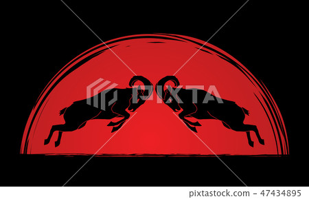 Two Ibexes fighting graphic vector 47434895