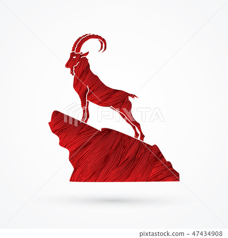 Ibex standing on the cliff graphic vector 47434908