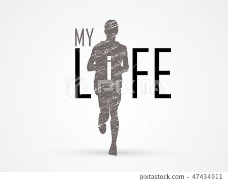Running man front view graphic vector Running man front view graphic vector 47434911