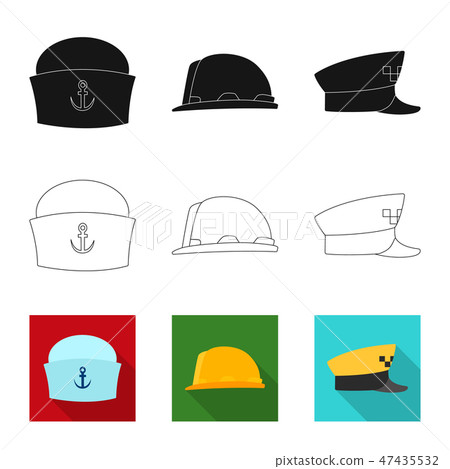 Vector design of headwear and cap sign. Set of headwear and accessory stock vector illustration. Vector design of headwear and cap sign. Set of headwear and accessory stock vector illustration. 47435532