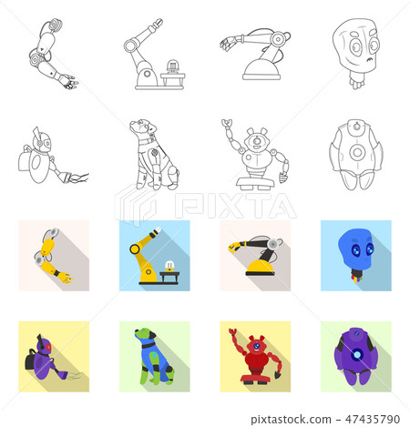 Vector illustration of robot and factory icon. Set of robot and space vector icon for stock. Vector illustration of robot and factory icon. Set of robot and space vector icon for stock. 47435790
