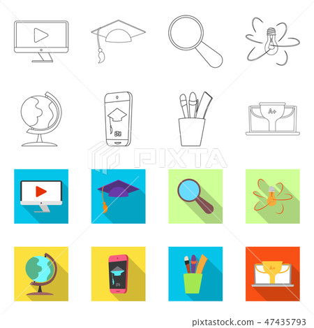 Isolated object of education and learning logo. Set of education and school stock vector 47435793