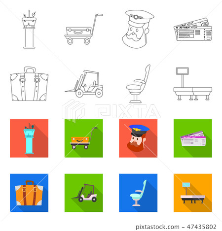 Vector illustration of airport and airplane sign. Collection of airport and plane stock symbol for Vector illustration of airport and airplane sign. Collection of airport and plane stock symbol for 47435802