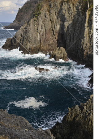 [兵庫縣霞海岸]今浦/大木的鼻子冬季波濤洶湧 47435966