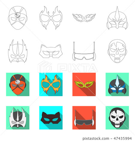 Isolated object of hero and mask logo. Set of hero and superhero stock symbol for web. Isolated object of hero and mask logo. Set of hero and superhero stock symbol for web. 47435994