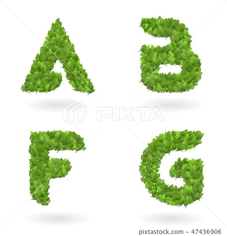 letter of vector nature green eco leaves - Stock Illustration [47436906 ...