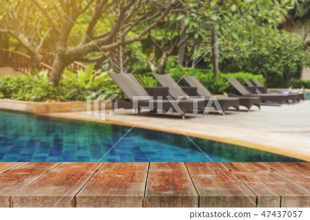 Wood walk Outdoor in ground residential swimming Wood walk Outdoor in ground residential swimming 47437057