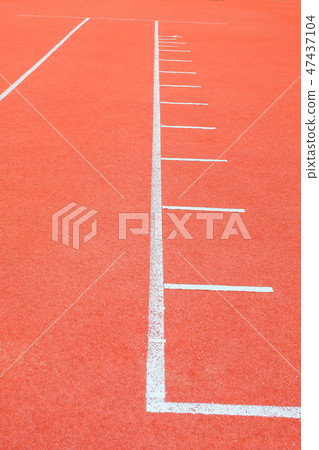 white line on sport floor in stadium. 47437104